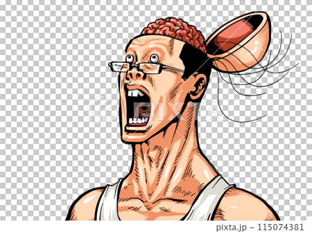Illustration of a man with his head wide open 115074381