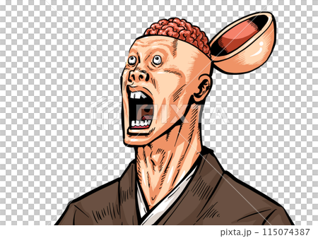 Illustration of a man with his head wide open 115074387
