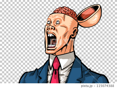Illustration of a man with his head wide open 115074388