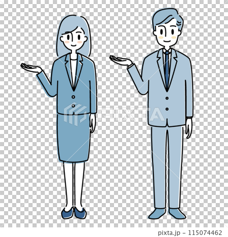 穿著西裝的男女冒充導遊的插圖 115074462