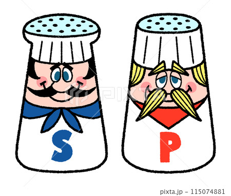 シェフのミスター・ソルトとミスター・ペッパー 飲食業系マスコットキャラクター シェフのミスター・ソルトとミスター・ペッパー 飲食業系マスコットキャラクター 115074881