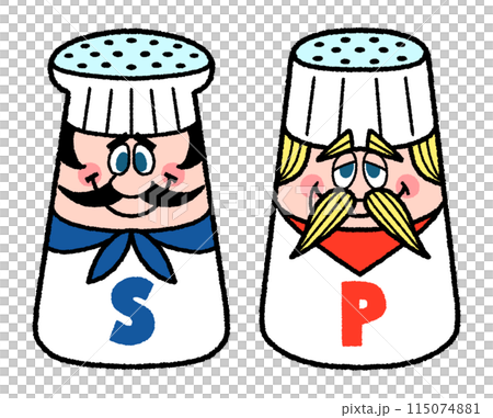 シェフのミスター・ソルトとミスター・ペッパー 飲食業系マスコットキャラクター シェフのミスター・ソルトとミスター・ペッパー 飲食業系マスコットキャラクター 115074881