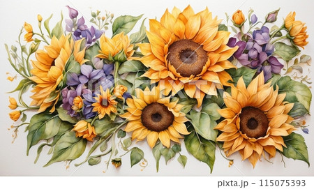 たくさんのひまわり 115075393