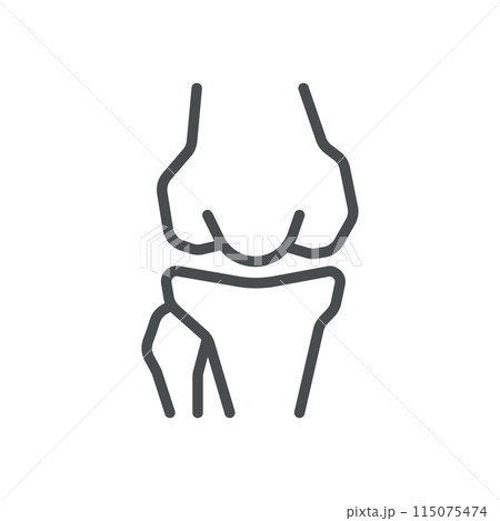 Knee Joint Icon. Isolated Line Illustration of Human Knee Joint, Representing Orthopedics, Joint Health, and Musculoskeletal System. Perfect for Medical and Healthcare Applications. Knee Joint Icon. Isolated Line Illustration of Human Knee Joint, Representing Orthopedics, Joint Health, and Musculoskeletal System. Perfect for Medical and Healthcare Applications. 115075474