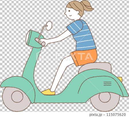 スクーターに乗る女性 115075620