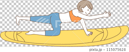 Woman doing yoga on a surfboard 115075628