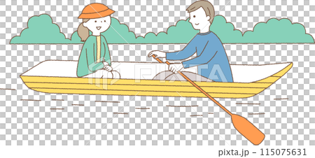 Couple rowing a boat 115075631