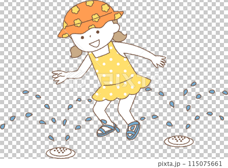 夏の水遊びをする女の子 115075661