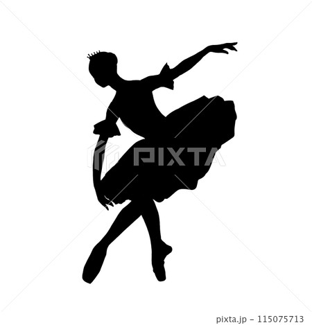 チュチュを着て踊るバレリーナのシルエット 115075713