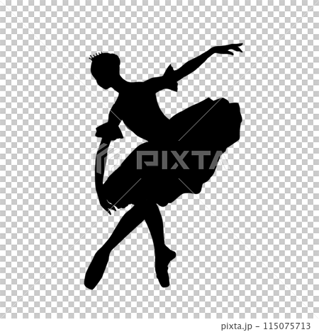 チュチュを着て踊るバレリーナのシルエット 115075713