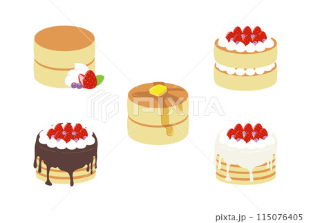 いろいろなパンケーキのイラストセット 115076405