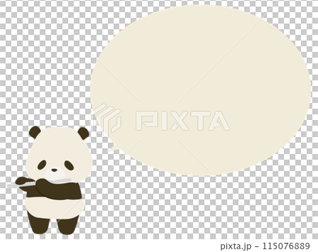 吹笛子的熊貓。與演講泡泡 115076889