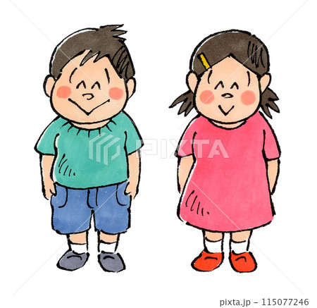 男の子と女の子(正面) 男の子と女の子(正面) 115077246