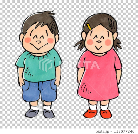男の子と女の子(正面) 男の子と女の子(正面) 115077246