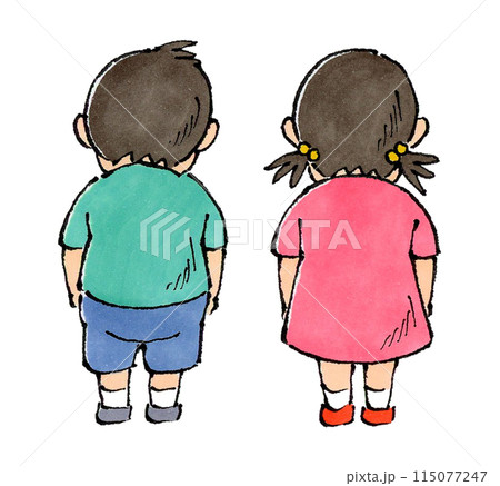 男の子と女の子(背面) 男の子と女の子(背面) 115077247