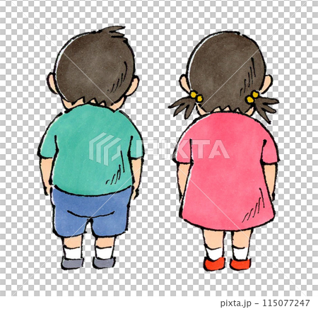 男の子と女の子(背面) 男の子と女の子(背面) 115077247