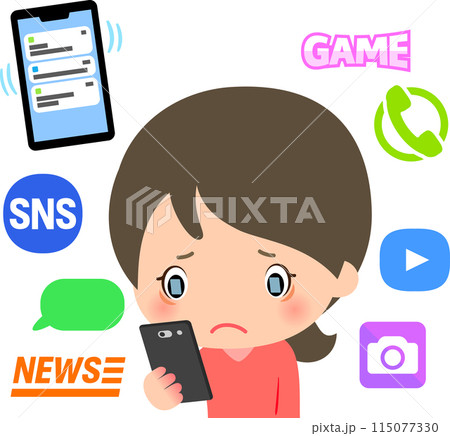 スマートフォンを見続けている女性 スマートフォンを見続けている女性 115077330