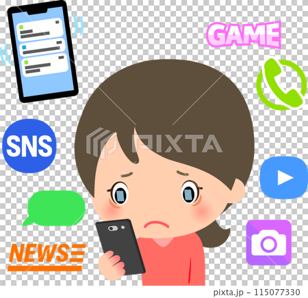 スマートフォンを見続けている女性 スマートフォンを見続けている女性 115077330