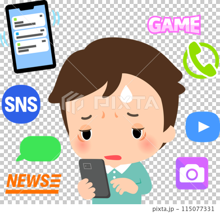 一個因不斷使用智慧型手機而感到疲倦的人 115077331