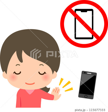 スマートフォンを手放す女性、デジタルデトックス スマートフォンを手放す女性、デジタルデトックス 115077333