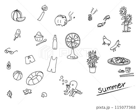 夏イラスト（線画） 115077368