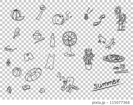 Summer illustrations (line drawings) 115077368