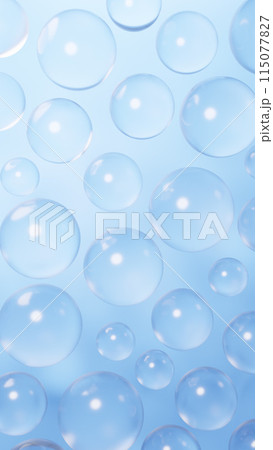 青背景に複数の水玉の背景素材。3D(縦長) 青背景に複数の水玉の背景素材。3D(縦長) 115077827