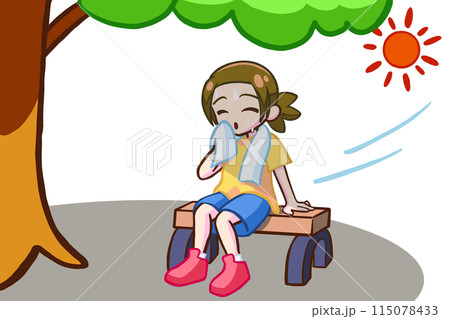 日陰で休む茶髪の女の子 115078433