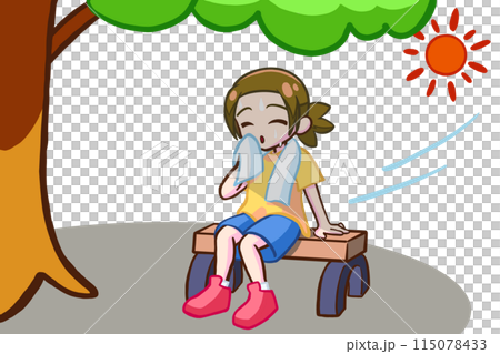 日陰で休む茶髪の女の子 115078433