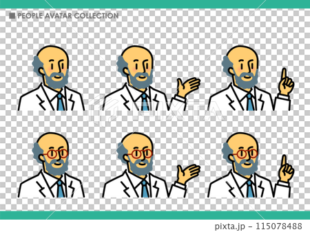 Collection of male poses. Doctor. Scientist. 115078488