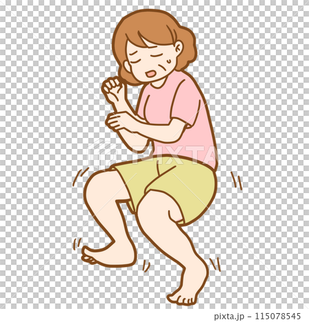 むずむず脚脚症候群(レストレスレッグ症候群)のイラスト むずむず脚脚症候群(レストレスレッグ症候群)のイラスト 115078545