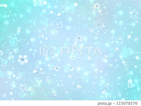 雪の花がきらきら光る青い背景壁紙テクスチャよこ 115078570