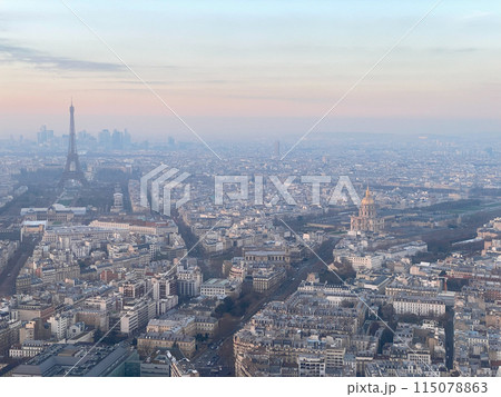 モンパルナスタワーから見たエッフェル塔とパリの街並み 115078863