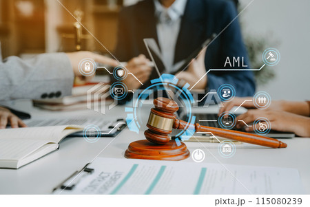 Businessman and lawyer or judge consult having team meeting with client, Law and Legal services concept in office. Businessman and lawyer or judge consult having team meeting with client, Law and Legal services concept in office. 115080239