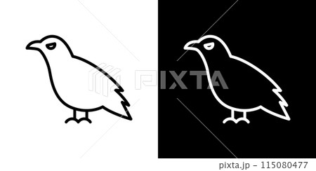 シンプルなカラスの線画ベクターアイコン 115080477