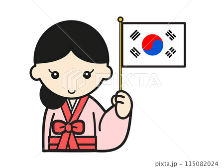 韓国の国旗を持つ女性 韓国の国旗を持つ女性 115082024