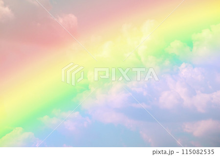 Beautiful rainbow with clouds and blue sky Beautiful rainbow with clouds and blue sky 115082535