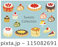 スイーツの手描きイラストセット 115082691