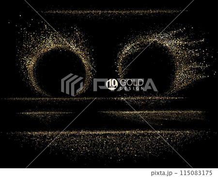 Abstract set of shiny isolated design elements with golden glitter 115083175