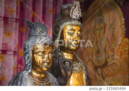 Ancient statues of Guanyin, Guan Yin or Kuan Yin. Sri Lanka 115083484