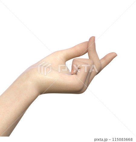 指パッチン 左手の指をパチンと鳴らすポーズ 女性のハンドパーツの3Dイラスト 115083668