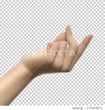 打響指的姿勢，透過打響左手手指發出聲音 女性手部部件的 3D 插圖 115083671