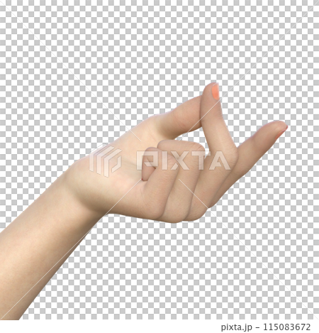 Finger snapping pose of snapping thumb and middle finger on left hand 3D illustration of female hand parts 115083672