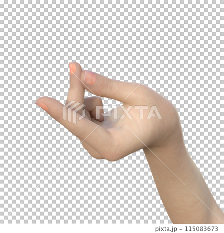 Finger snapping A pose of snapping the thumb and middle finger of the left hand to make a sound 3D illustration of female hand parts 115083673