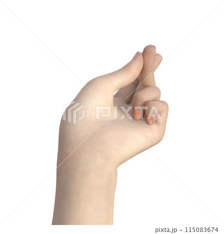 指パッチン 左手の指をパチンと鳴らして音を出すポーズ  女性のハンドパーツの3Dイラスト 指パッチン 左手の指をパチンと鳴らして音を出すポーズ  女性のハンドパーツの3Dイラスト 115083674