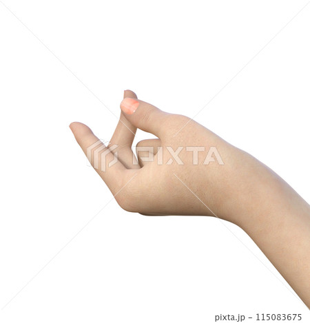 指パッチン 左手の指をパッチンと弾くポーズ  女性のハンドパーツの3Dイラスト 115083675