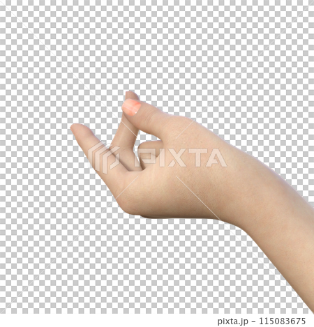 指パッチン 左手の指をパッチンと弾くポーズ  女性のハンドパーツの3Dイラスト 115083675
