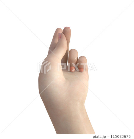 指パッチン 左手の指をパッチンと弾くポーズ 女性のハンドパーツの3Dイラスト 指パッチン 左手の指をパッチンと弾くポーズ 女性のハンドパーツの3Dイラスト 115083676