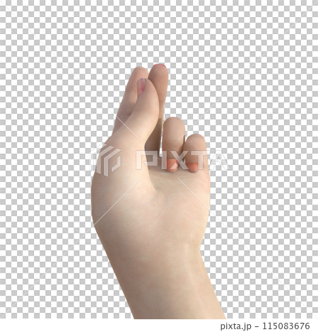打響指左手打響指的姿勢女性手部部件的 3D 插圖 115083676