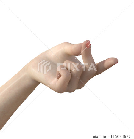 指パッチン 左手の指をパチンと弾いて音を出すポーズ  女性のハンドパーツの3Dイラスト 115083677